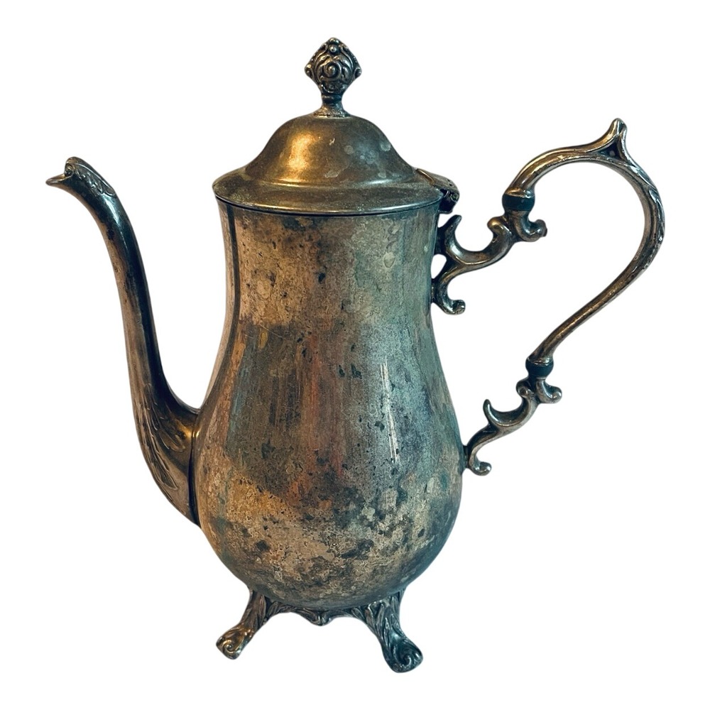 English Silver Mfg Corp Coffee Pot Vintage Silver Plate Ornate Victorian Footed
